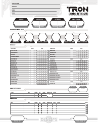 Tron Role Playing Game Character Sheet