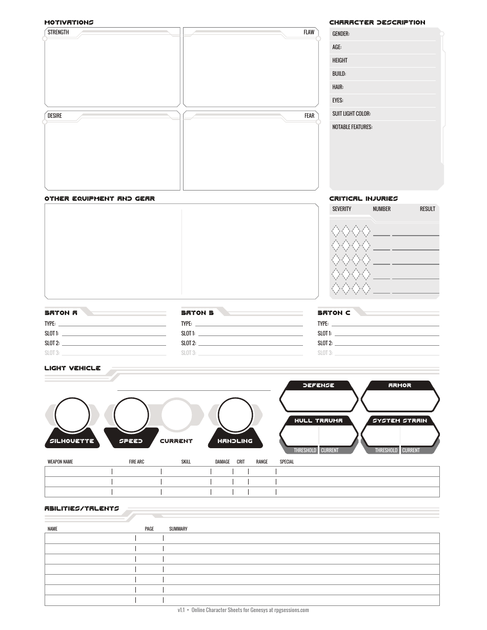 Tron Role Playing Game Character Sheet Download Printable PDF ...