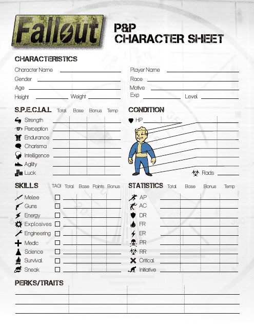 Fallout P&p Character Sheet