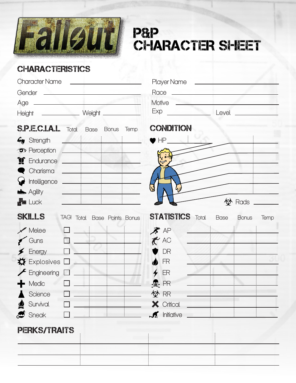 Fallout P&p Character Sheet Preview