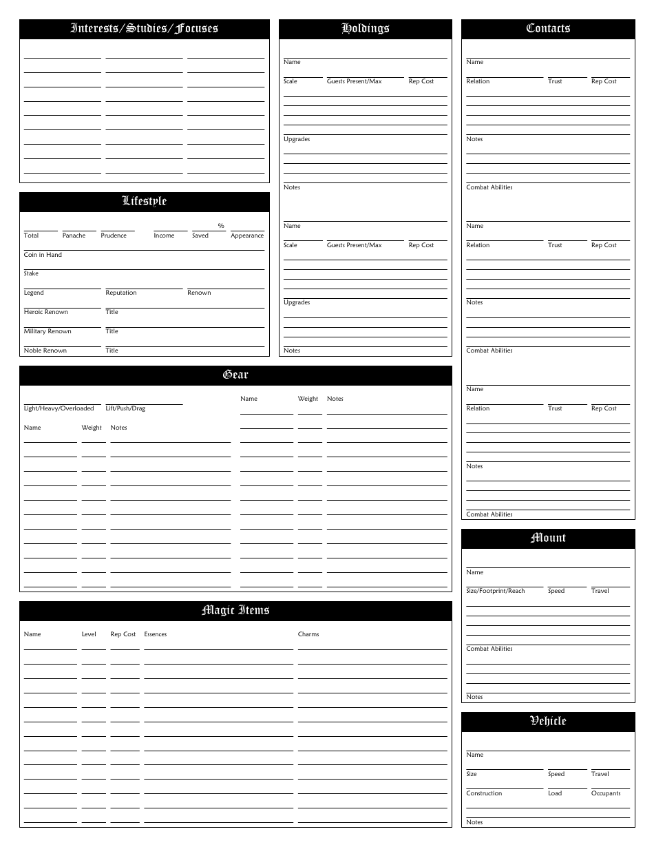 Fantasy Craft Character Sheet Download Fillable PDF | Templateroller