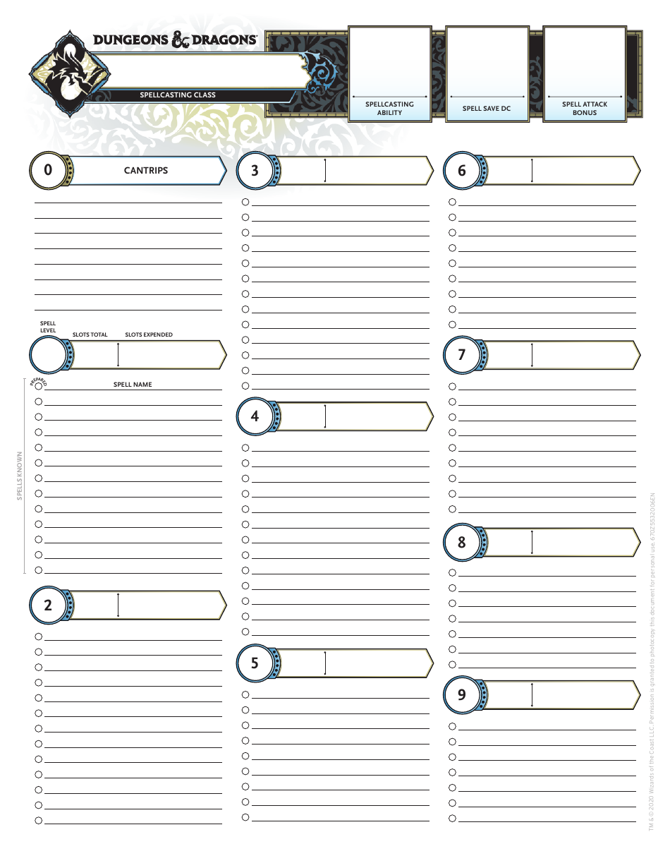 Dd Character Sheet - Gold-Blue, Page 3