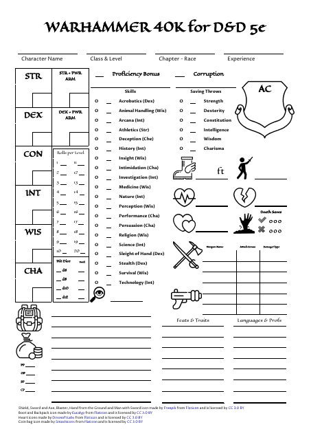 Warhammer 40k for D&D character sheet template