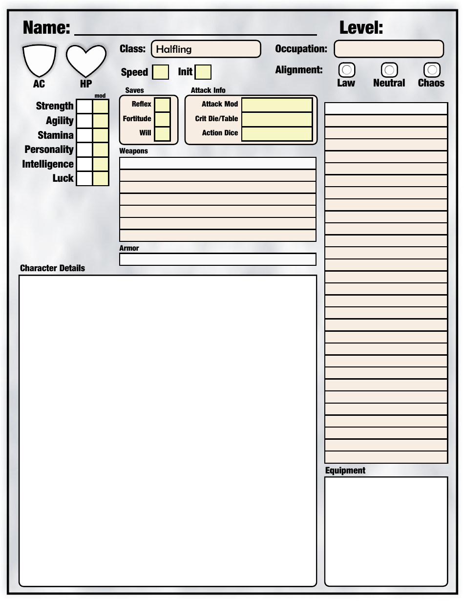 Dcc Character Sheet Download Fillable PDF | Templateroller