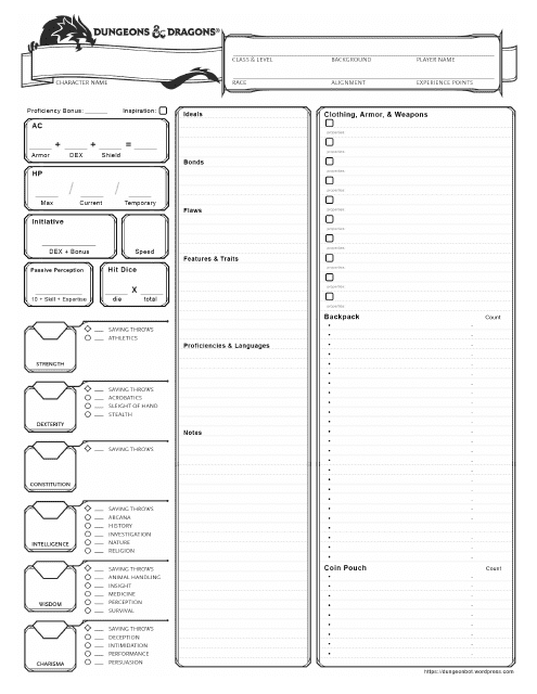 D&d One-Page Character Sheet