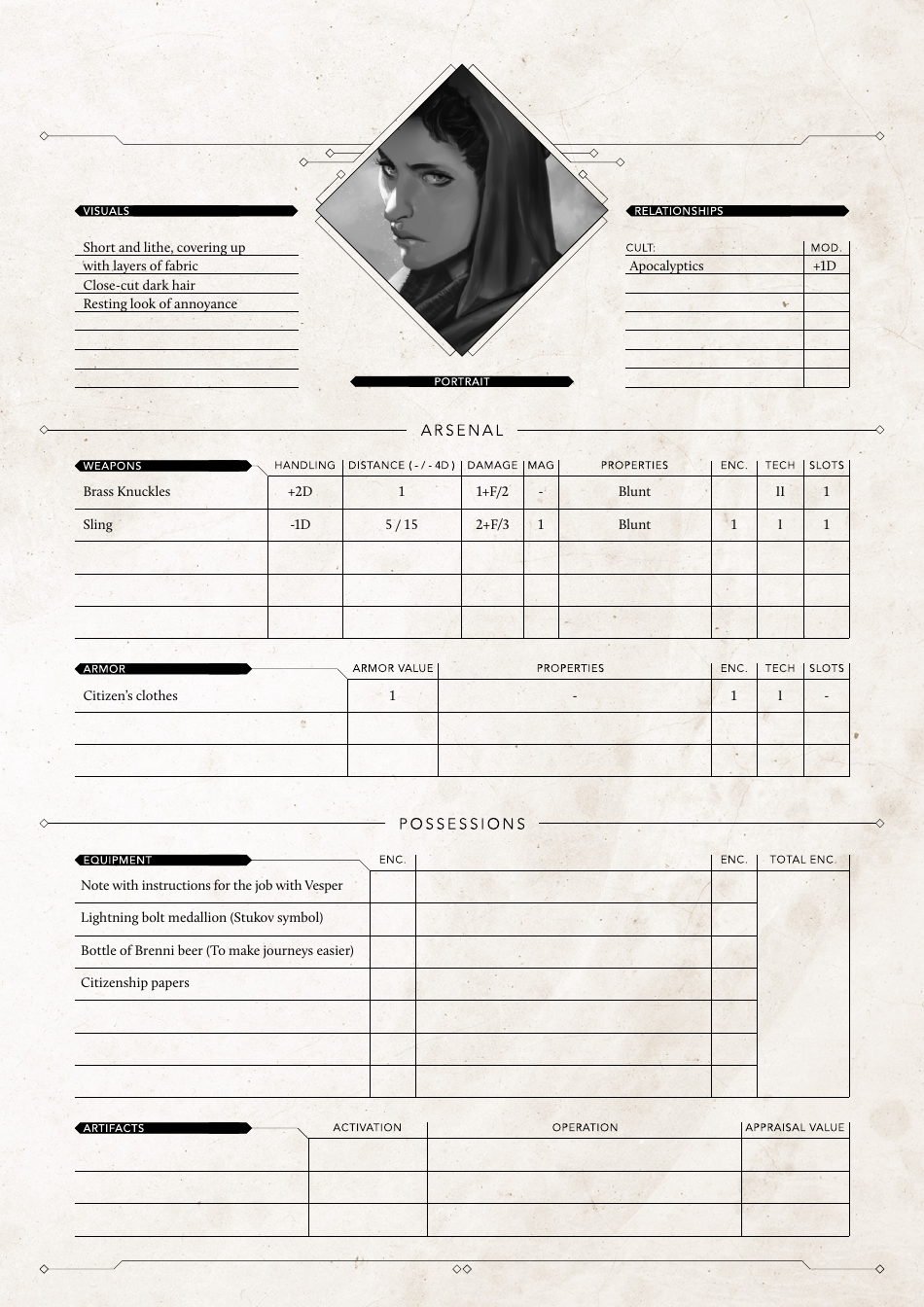 Degenesis Characters Sheets - Harms Way, Page 6