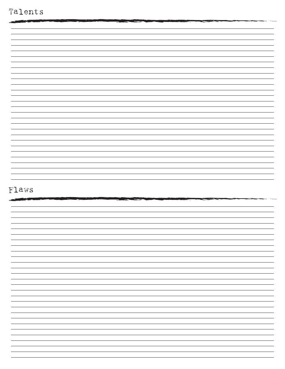 Rolemaster Character Sheet, Page 20