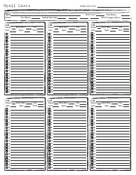 Rolemaster Character Sheet, Page 22