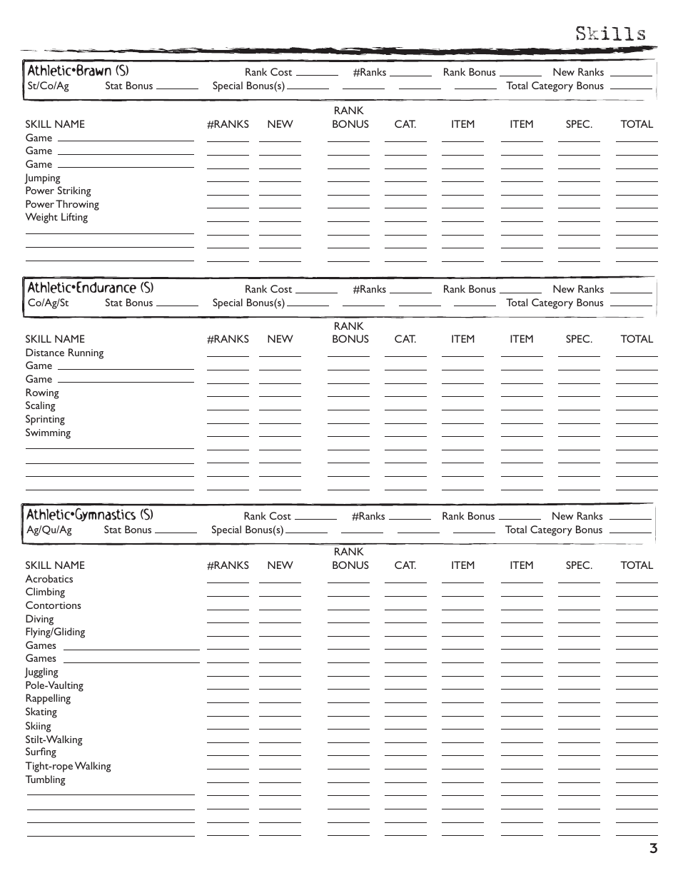 Rolemaster Character Sheet Download Printable PDF | Templateroller