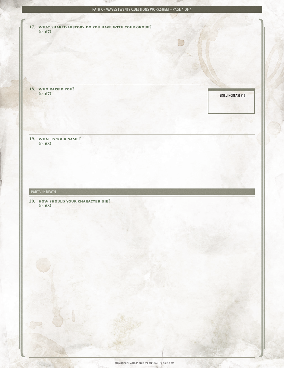 Legend of the Five Rings Character Worksheet - Path of Waves, Page 4