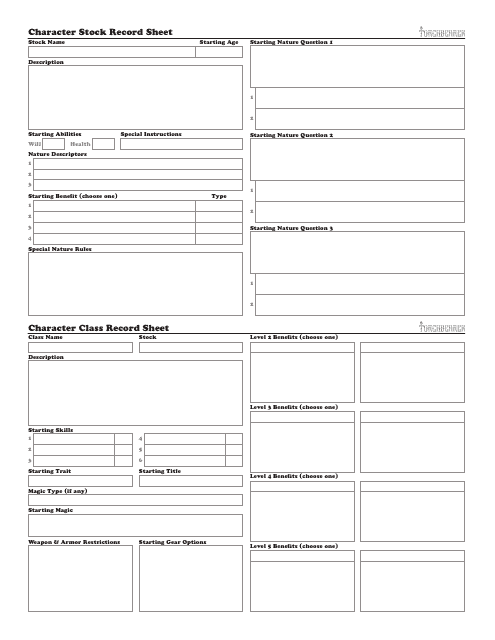 Torchbearer Character Sheet - Printable Template (Free Download)