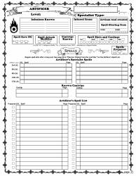 Dungeons &amp; Dragons 5e Artificer Character Sheet, Page 4