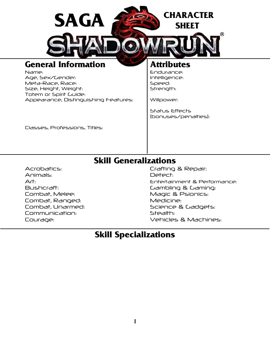 Shadowrun 6 Character Sheet Preview