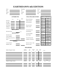 Document preview: Earthdawn 4th Edition Character Sheet