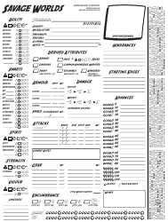 Document preview: Savage Worlds Custom Character Sheet