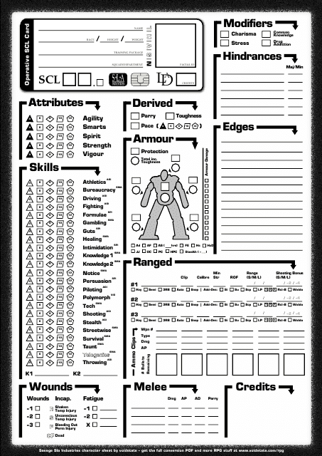 Savage Worlds Sla Industries Character Sheet Preview