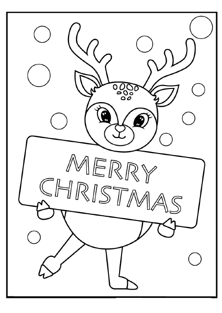 Reindeer Coloring Pages - Merry Christmas