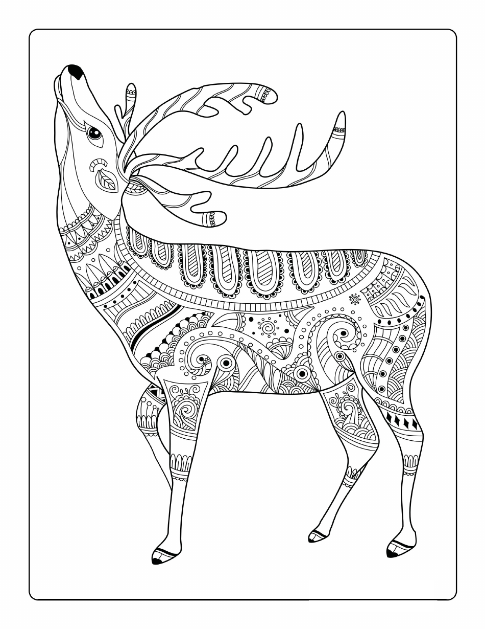 Beautiful Reindeer Coloring Page
