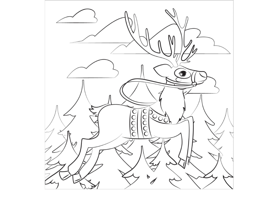 Reindeer Coloring Pages - Forest Reindeer