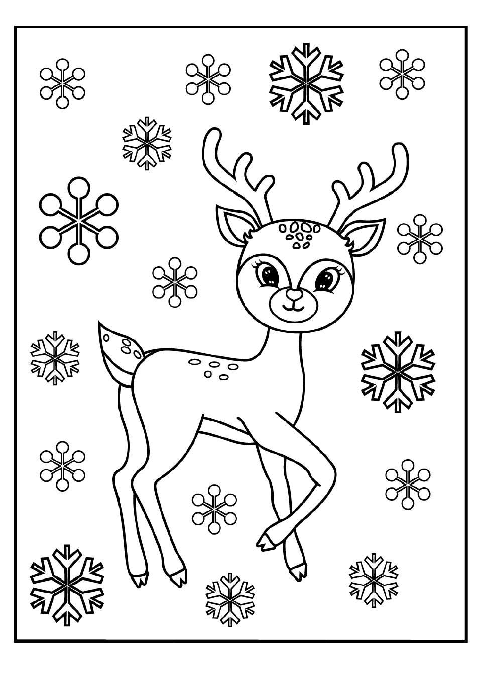 Reindeer Coloring Pages - Snow