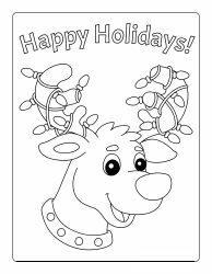 Document preview: Reindeer Coloring Pages - Happy Holidays