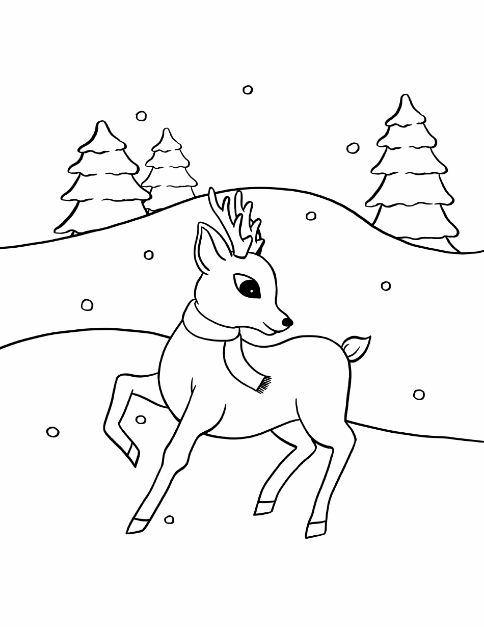 Reindeer Coloring Pages - Winter