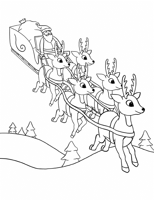 Reindeer Coloring Pages - Santa