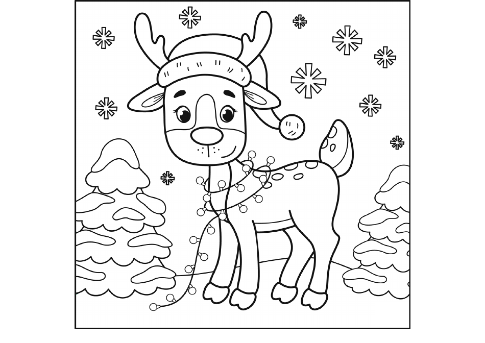 Reindeer Coloring Pages - Big Reindeer, Page 1