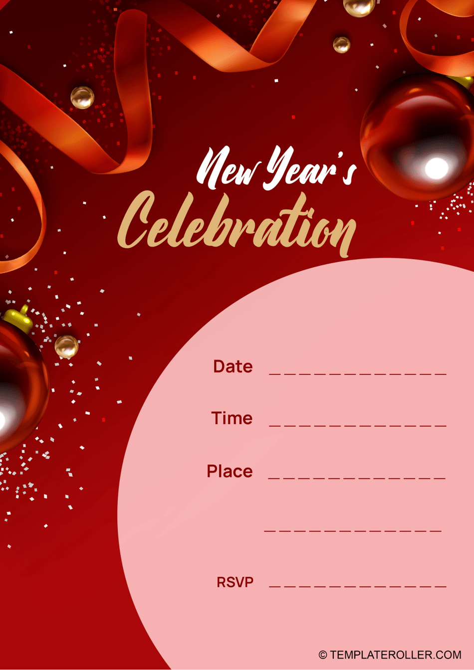 A vibrant and decorative New Year Invitation Template for celebrating the start of the year