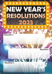 Document preview: New Year's Resolutions Template - Fireworks