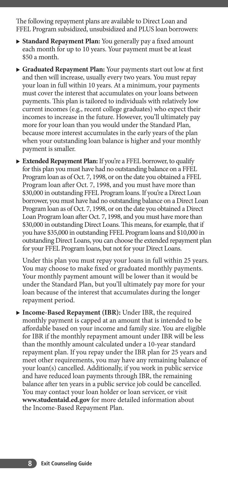 Exit Counseling Guide for Federal Student Loan Borrowers, Page 12