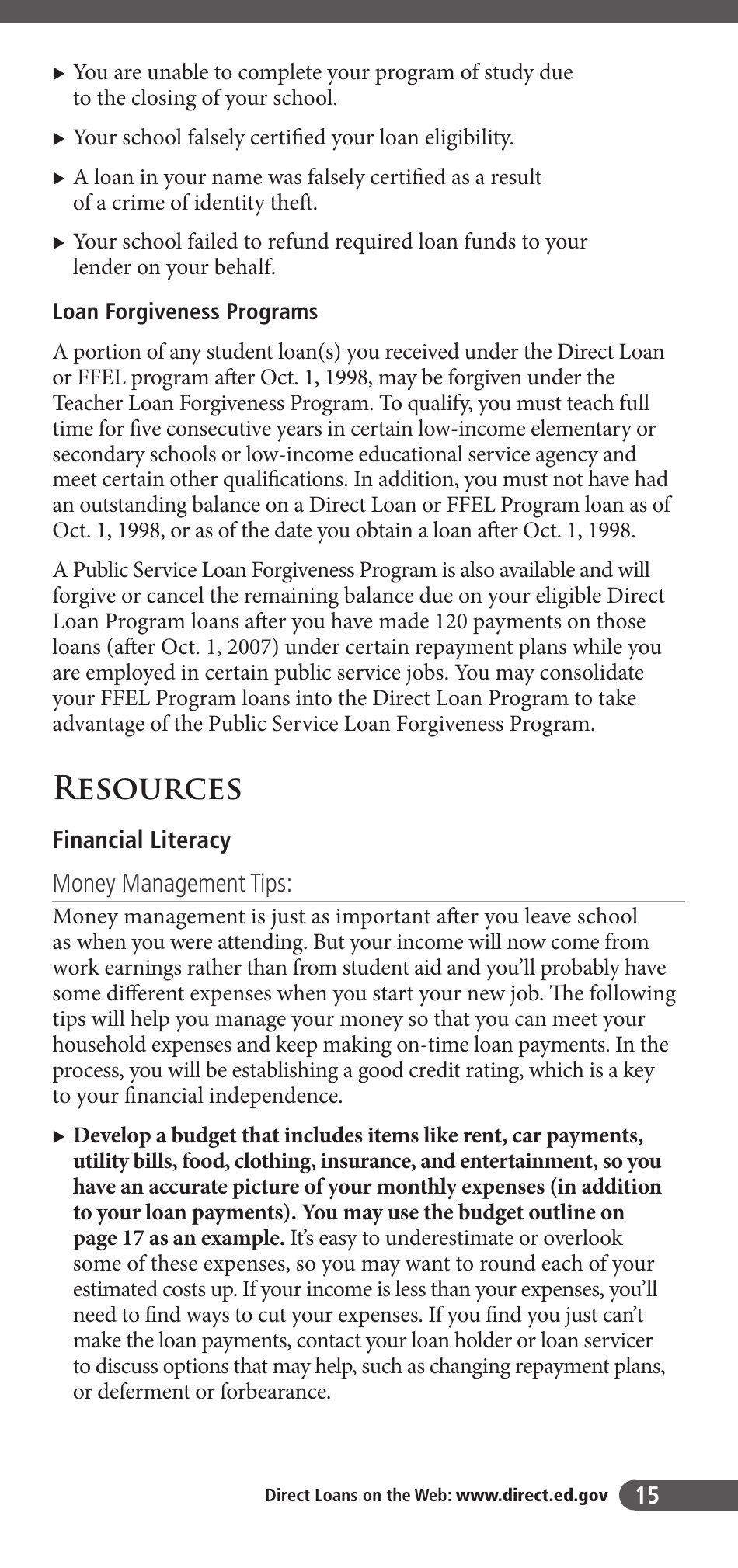 Exit Counseling Guide for Federal Student Loan Borrowers, Page 19