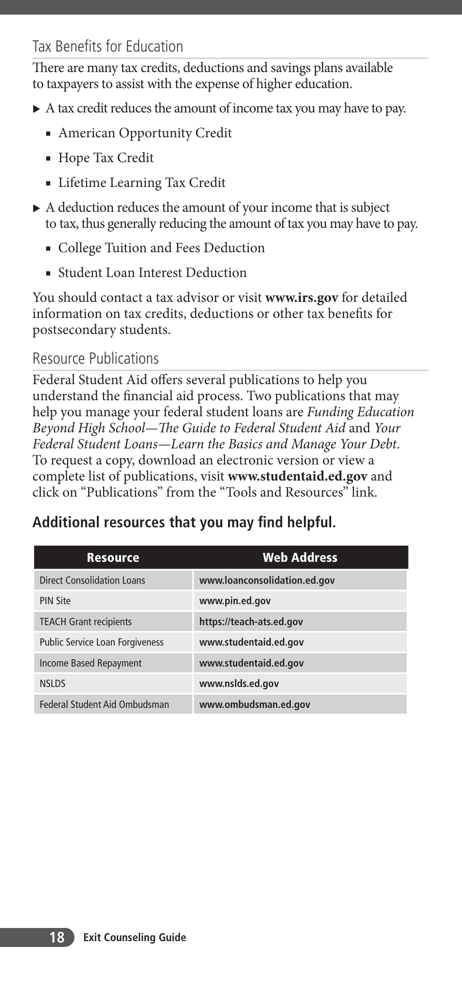 Exit Counseling Guide for Federal Student Loan Borrowers, Page 22