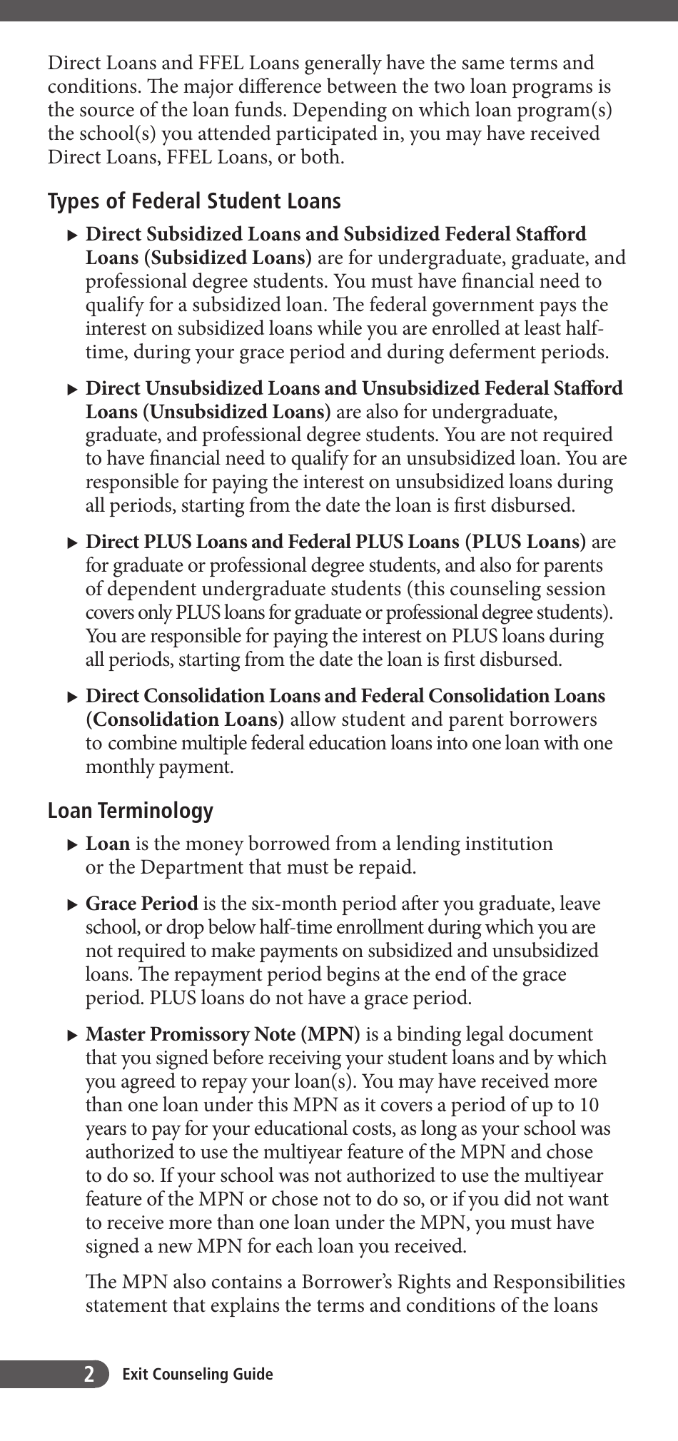 Exit Counseling Guide for Federal Student Loan Borrowers, Page 6