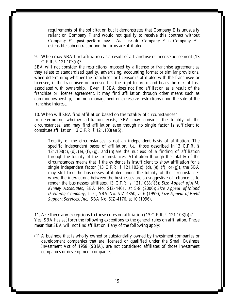 Small Business Compliance Guide Size and Affiliation, Page 15
