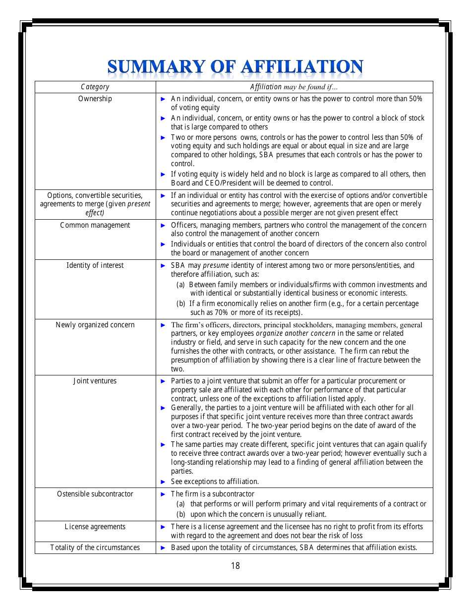 Small Business Compliance Guide Size and Affiliation, Page 18
