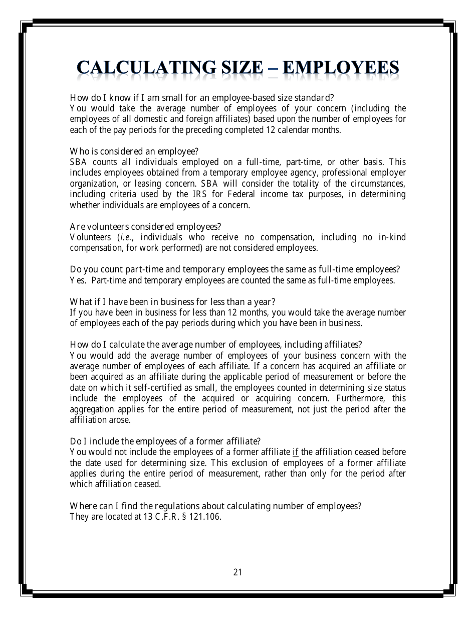 Small Business Compliance Guide Size and Affiliation, Page 21