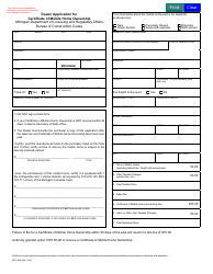 Document preview: Form BCC-944 Dealer Application for Certificate of Mobile Home Ownership - Michigan