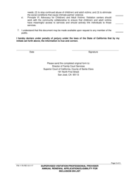 Form FM-1178 Annual Renewal Application/Eligibility for Inclusion on List of Professional Supervised Visitation Providers - Santa Clara County, California, Page 3