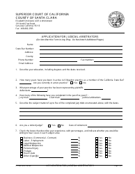 Form CV-5007 Application for Judicial Arbitrators - County of Santa Clara, California