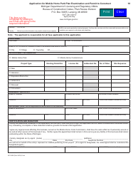 Document preview: Form BCC-929 Application for Mobile Home Park Plan Examination and Permit to Construct - Michigan
