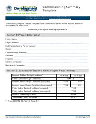 Document preview: Commissioning Summary Template - City of Austin, Texas