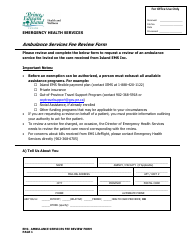 Ambulance Services Fee Review Form - Prince Edward Island, Canada
