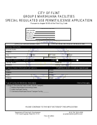 Document preview: Group E Marihuana Facilities Special Regulated Use Permit/License Application - City of Flint, Michigan
