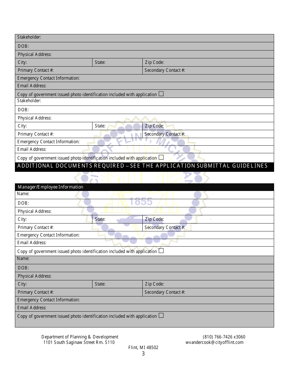 Group E Marihuana Facilities Special Regulated Use Permit / License Application - City of Flint, Michigan, Page 3
