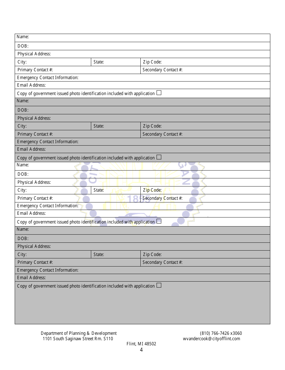 Group E Marihuana Facilities Special Regulated Use Permit / License Application - City of Flint, Michigan, Page 4