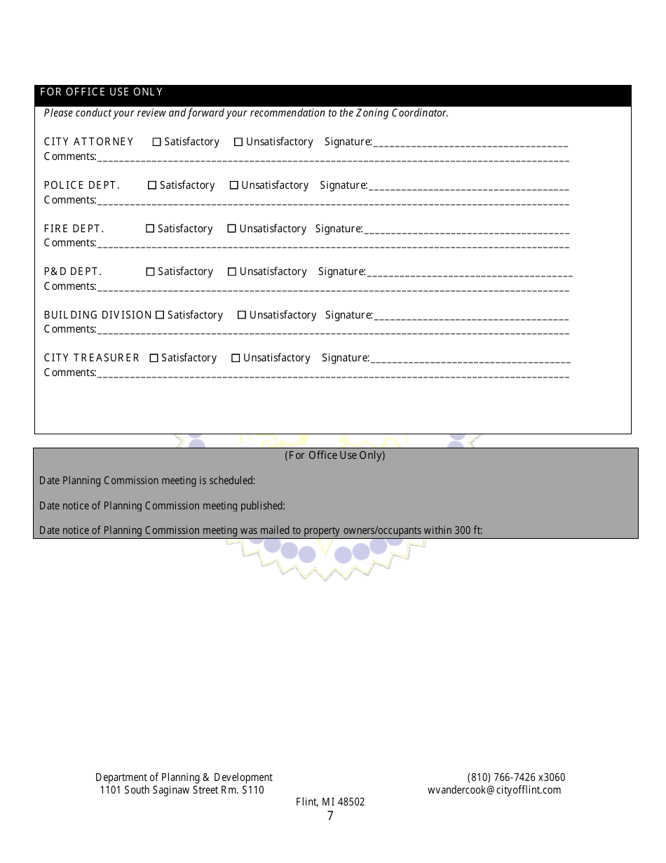 Group E Marihuana Facilities Special Regulated Use Permit / License Application - City of Flint, Michigan, Page 7