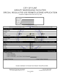 Document preview: Group F Marihuana Facilities Special Regulated Use Permit/License Application - City of Flint, Michigan