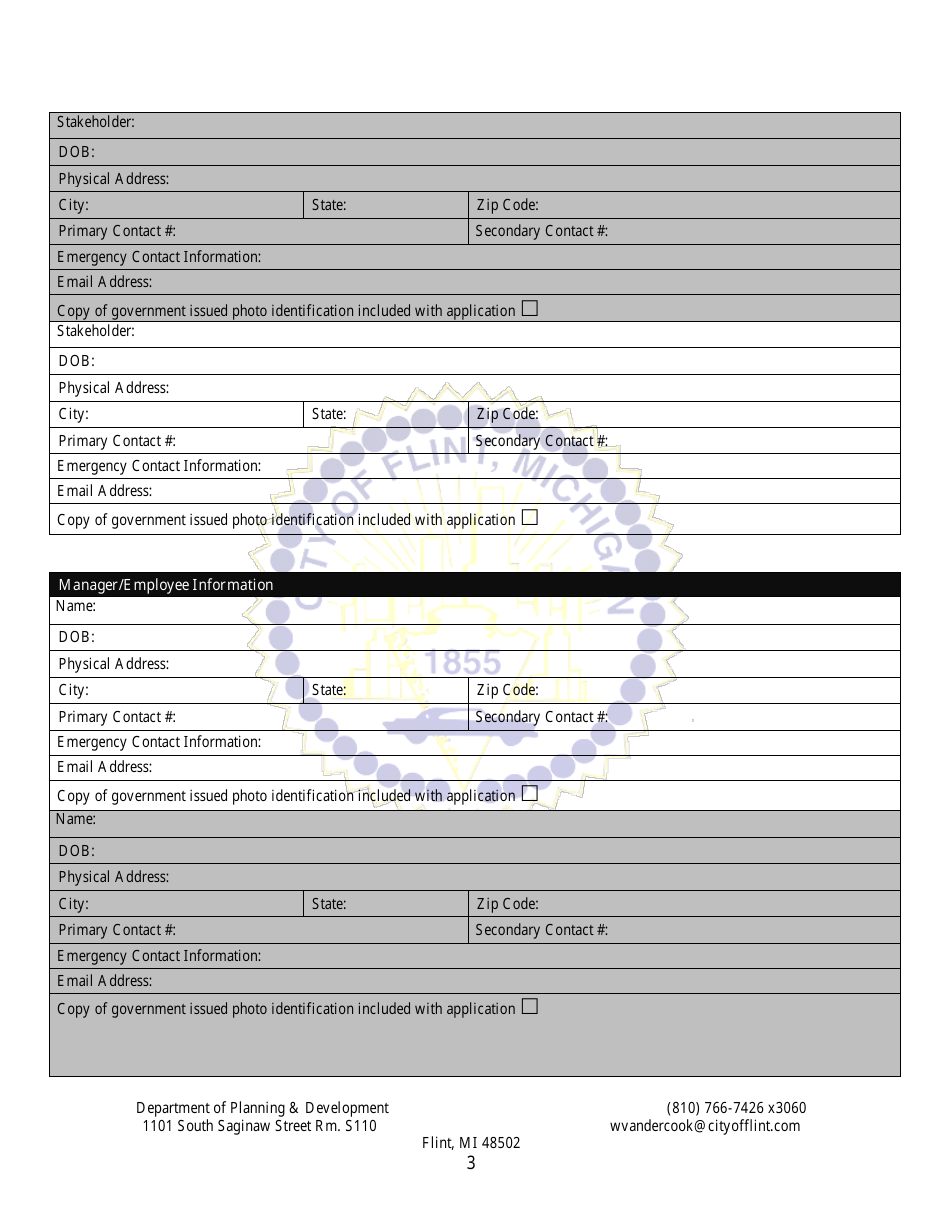 Group F Marihuana Facilities Special Regulated Use Permit / License Application - City of Flint, Michigan, Page 3