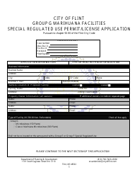 Document preview: Group G Marihuana Facilities Special Regulated Use Permit/License Application - City of Flint, Michigan